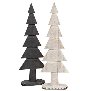 Medium Carved Look Farmhouse Colors Wooden Tree 2 Asstd - The Fox Decor